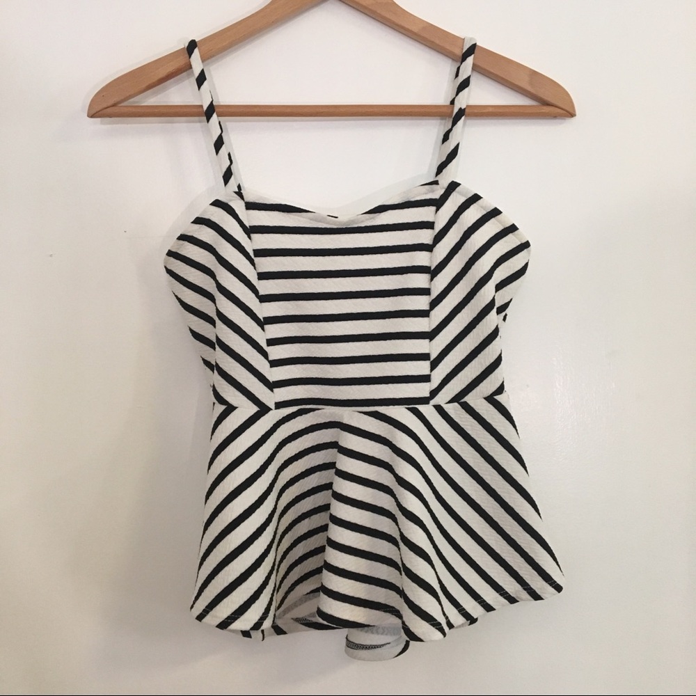 Urban Outfitters Striped Peplum Strap Top